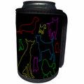 3dRose Alexis Design - Dogs - Nine colorfully outlined dog silhouettes on black background - Can Cooler Bottle Wrap (cc_294601)