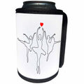 3dRose Alexis Design - Ballet - Three black outlined ballerina silhouettes on white. Red heart image - Can Cooler Bottle Wrap (cc_294604)