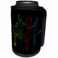 3dRose Alexis Design - Ballet - Four colorfully outlined ballerina silhouettes on black background - Can Cooler Bottle Wrap (cc_294605)