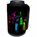 3dRose Alexis Design - Dance - Colorfully outlined silhouettes of oriental female dancers on black - Can Cooler Bottle Wrap (cc_294607)
