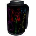 3dRose Alexis Design - Musical Instruments - Colorful silhouette images of guitars, drums, keyboard, microphone - Can Cooler Bottle Wrap (cc_294609)