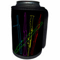 3dRose Alexis Design - Musical Instruments - Colorful silhouette images of different kinds of flutes, pipes - Can Cooler Bottle Wrap (cc_294610)