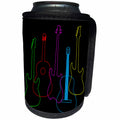 3dRose Alexis Design - Musical Instruments - Colorful silhouette images of guitars on black background - Can Cooler Bottle Wrap (cc_294611)