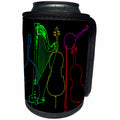 3dRose Alexis Design - Musical Instruments - Colorful silhouettes of violin, cello, harp, banjo, contrabass - Can Cooler Bottle Wrap (cc_294615)