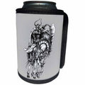 3dRose Alexis Design - Skull - Black and white image of a monster warrior riding a horse - Can Cooler Bottle Wrap (cc_294620)