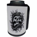 3dRose Alexis Design - Skull - Black and white image of a snake around a skull - Can Cooler Bottle Wrap (cc_294622)