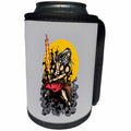 3dRose Alexis Design - Brave and Strong - Colorful image of an old warrior with a burning sword in hands - Can Cooler Bottle Wrap (cc_294624)