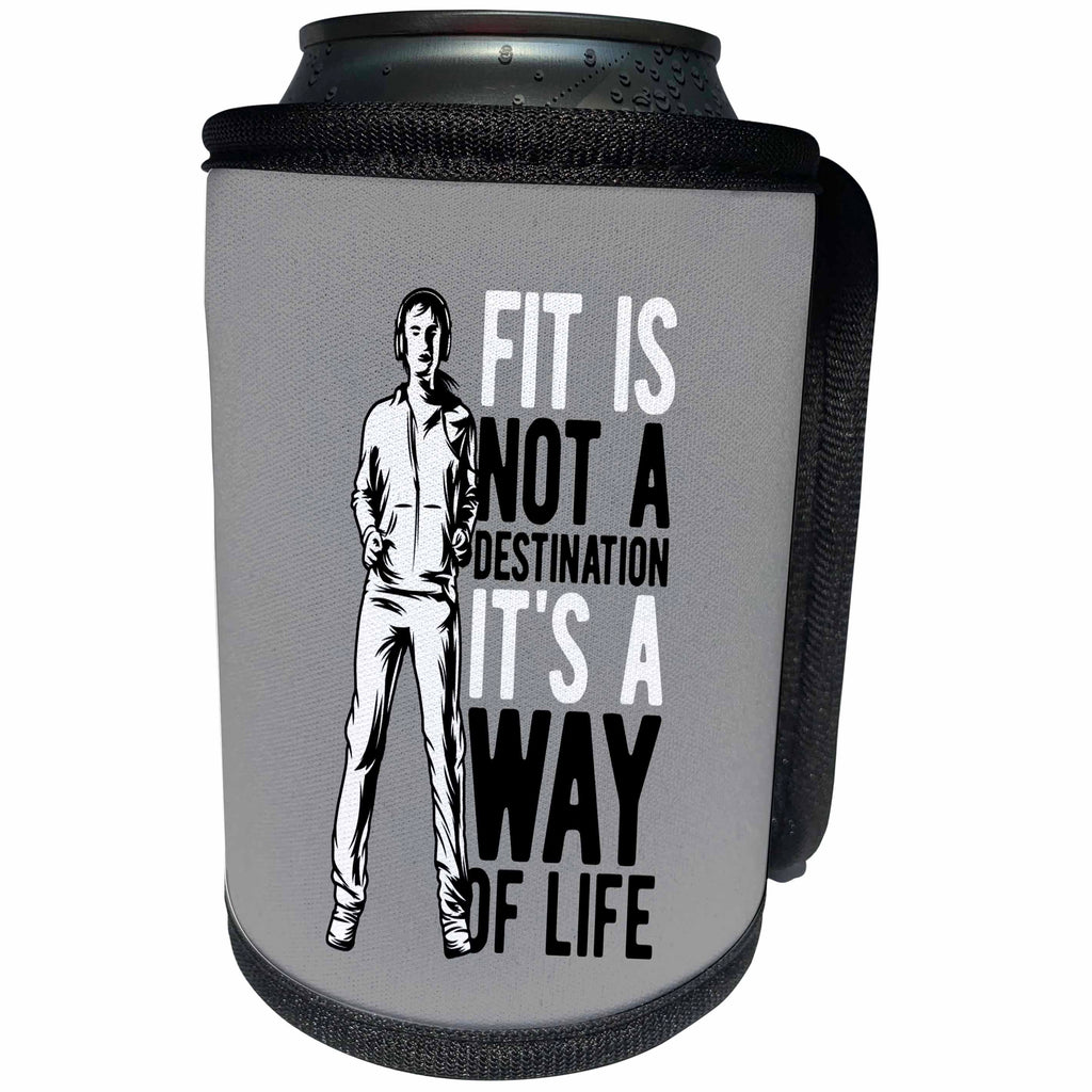 3dRose Alexis Design - Sport Fitness - Fitness is not a destination, it is a way of life. Motivational image - Can Cooler Bottle Wrap (cc_294628)