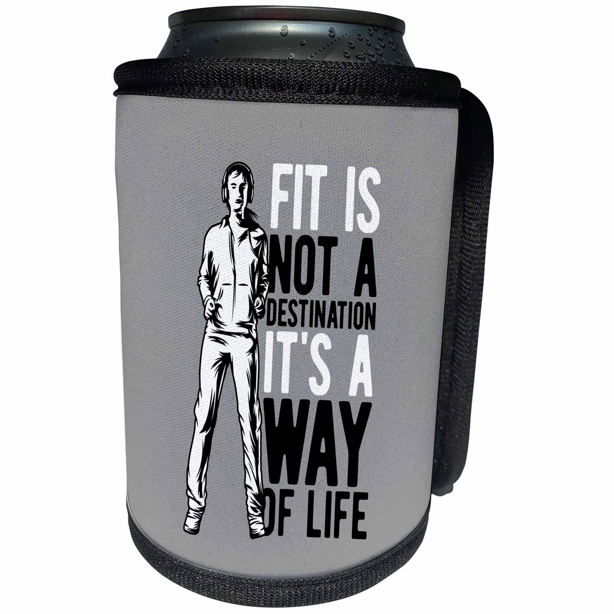 3dRose Alexis Design - Sport Fitness - Fitness is not a destination, it is a way of life. Motivational image - Can Cooler Bottle Wrap (cc_294628)