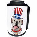3dRose Patriotic American Dogs - English Bulldog wearing top hat with American flag on it - Can Cooler Bottle Wrap (cc_295003)
