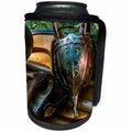 3dRose Alexis Photography - Objects Armor - Ancient metal war helmet, leather gloves on a wooden shield - Can Cooler Bottle Wrap (cc_295011)