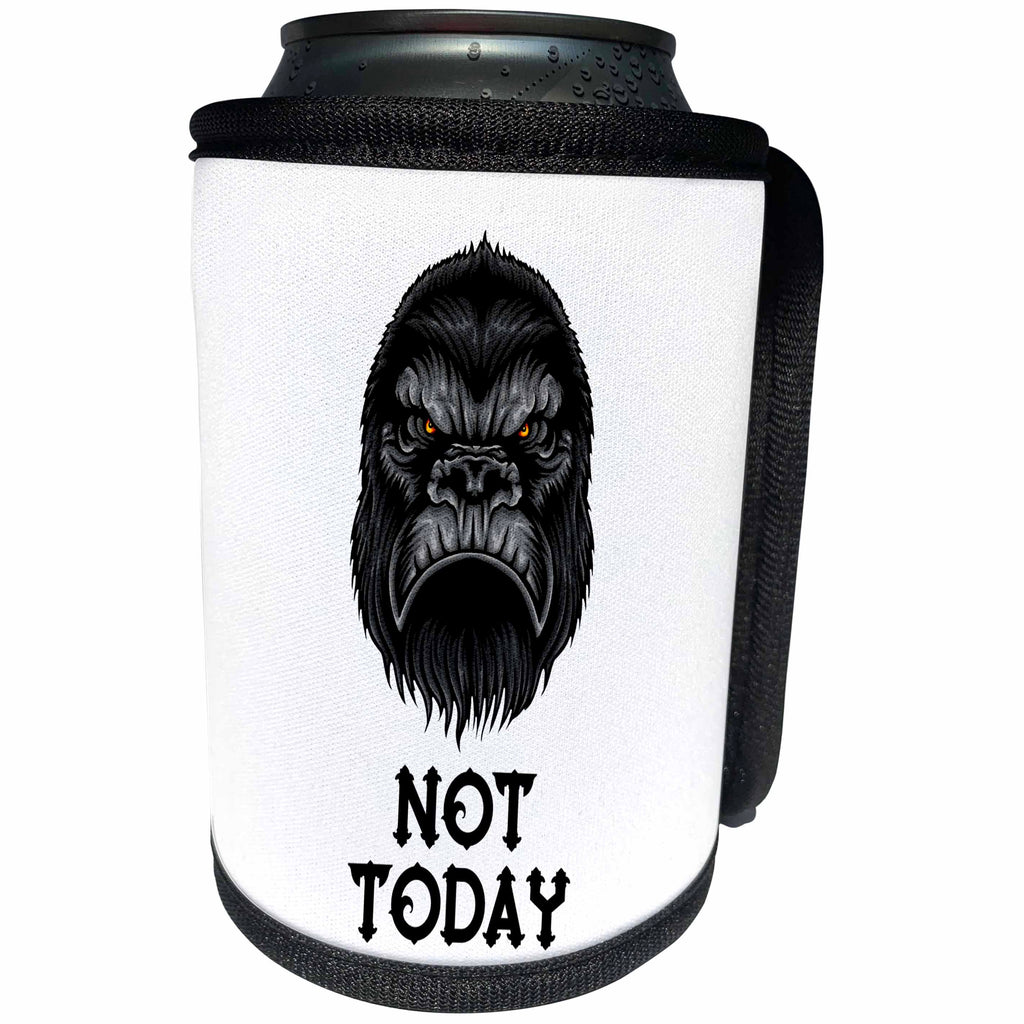 3dRose Alexis Design - Animals - Image of a grumpy monkey or gorilla. Text Not Today. Funny decor - Can Cooler Bottle Wrap (cc_295030)