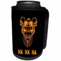 3dRose Alexis Design - Animals - Image of a laughing hyena face. A text Ha Ha Ha. Funny decor on black - Can Cooler Bottle Wrap (cc_295031)