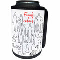 3dRose Alexis Design - Family - Black outlined silhouettes of adults and kids. Red text Family values - Can Cooler Bottle Wrap (cc_295052)