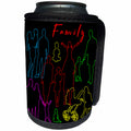 3dRose Alexis Design - Family - Colorful positive silhouettes of adults and kids. Red text Family - Can Cooler Bottle Wrap (cc_295053)