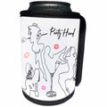 3dRose Alexis Design - Beauty Silhouettes - Outlined silhouettes of sexy women. Pink lips images. Party hard text - Can Cooler Bottle Wrap (cc_295057)