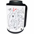 3dRose Alexis Design - Beauty Silhouettes - Impressive outlined silhouettes of sexy women. Hearts. Red text Love - Can Cooler Bottle Wrap (cc_295061)