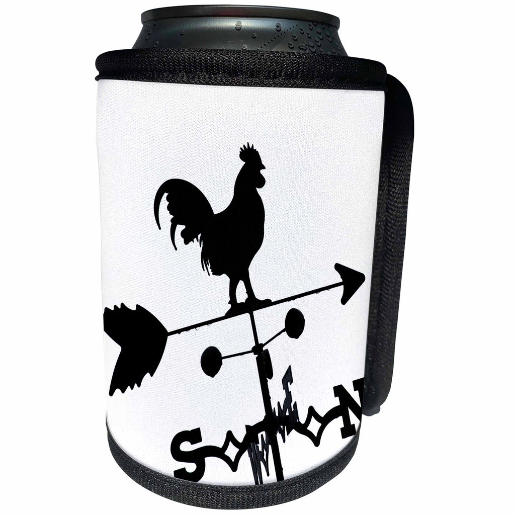 3dRose Stamp City - miscellaneous - Black and white photograph of a wind vane on top of our shed. - Can Cooler Bottle Wrap (cc_295307)