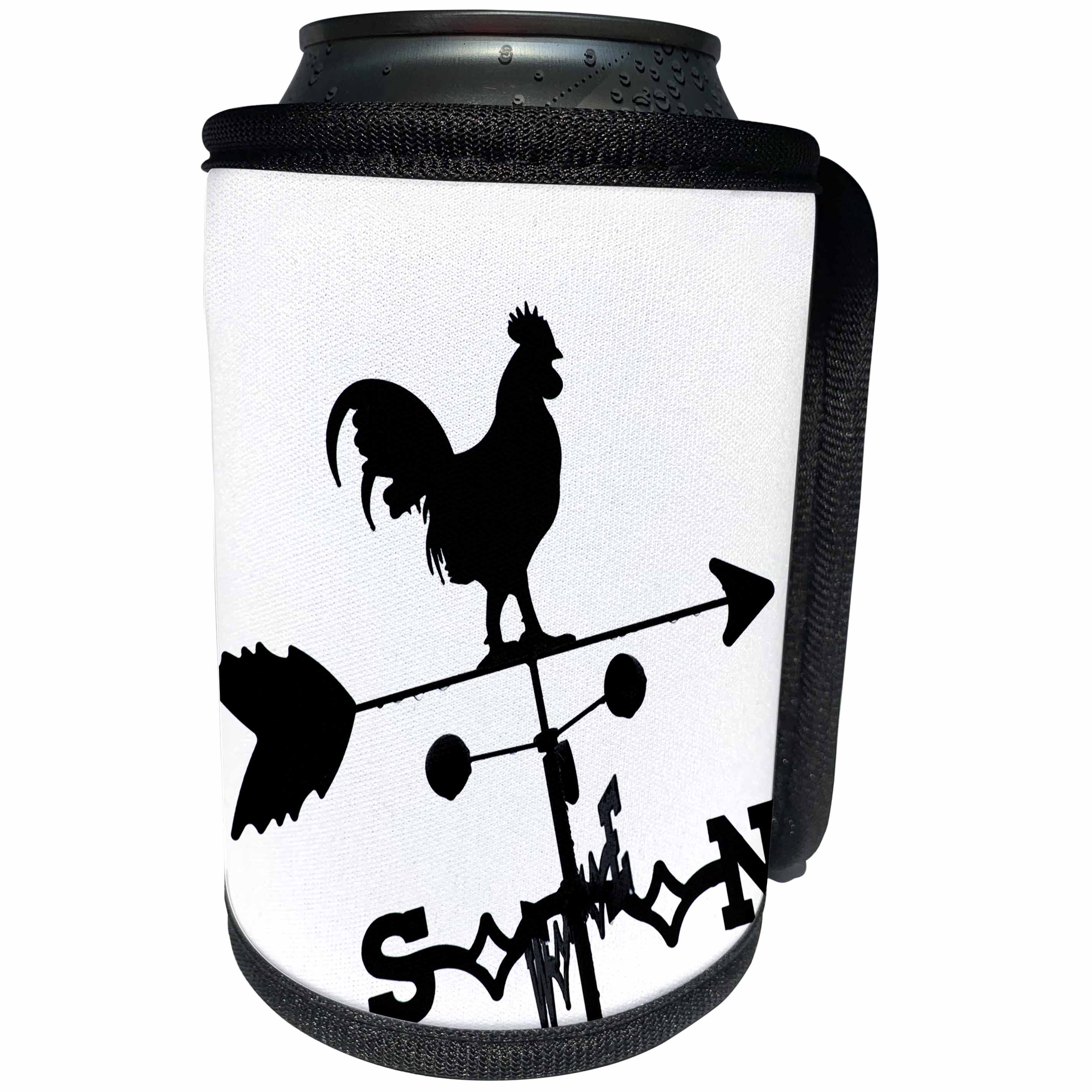 3dRose Stamp City - miscellaneous - Black and white photograph of a wind vane on top of our shed. - Can Cooler Bottle Wrap (cc_295307)