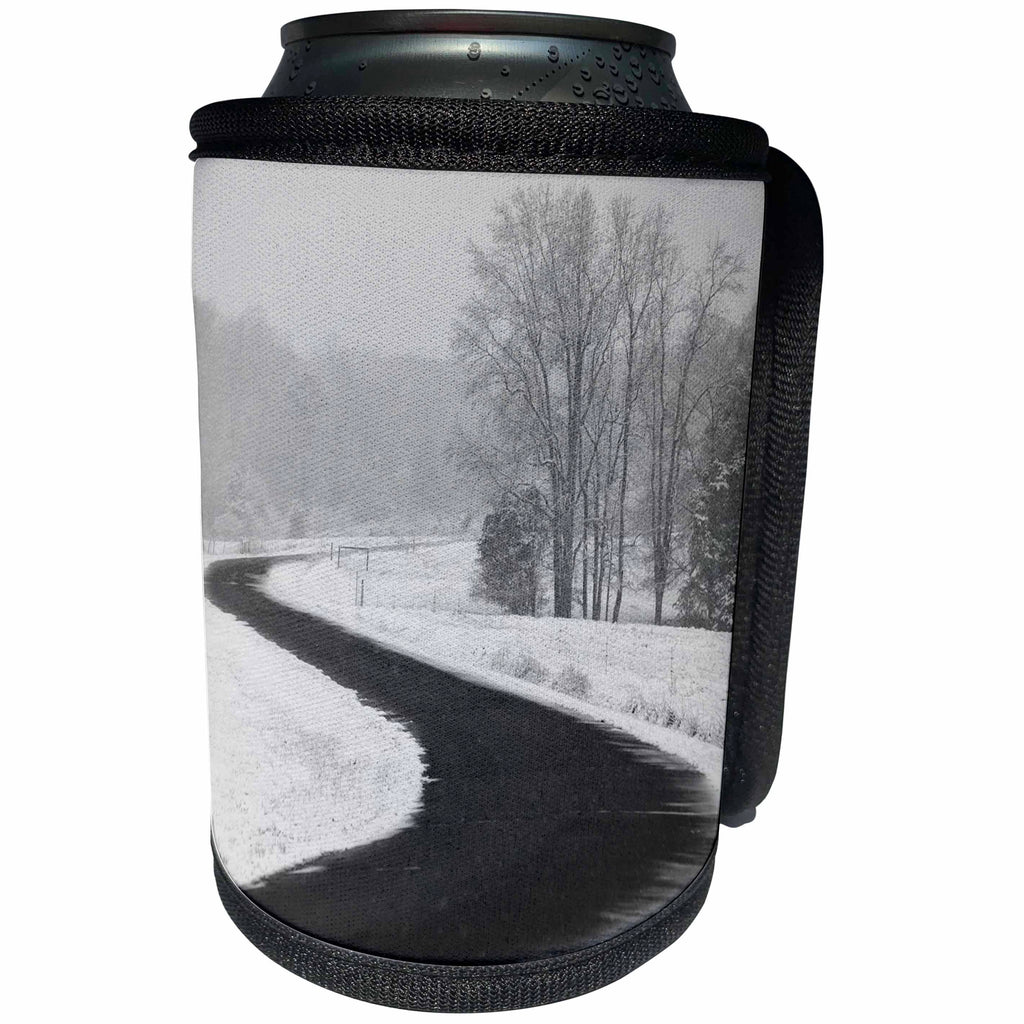 3dRose Stamp City - landscape - Photograph of a windy road on a snowy day in South Carolina. - Can Cooler Bottle Wrap (cc_295309)