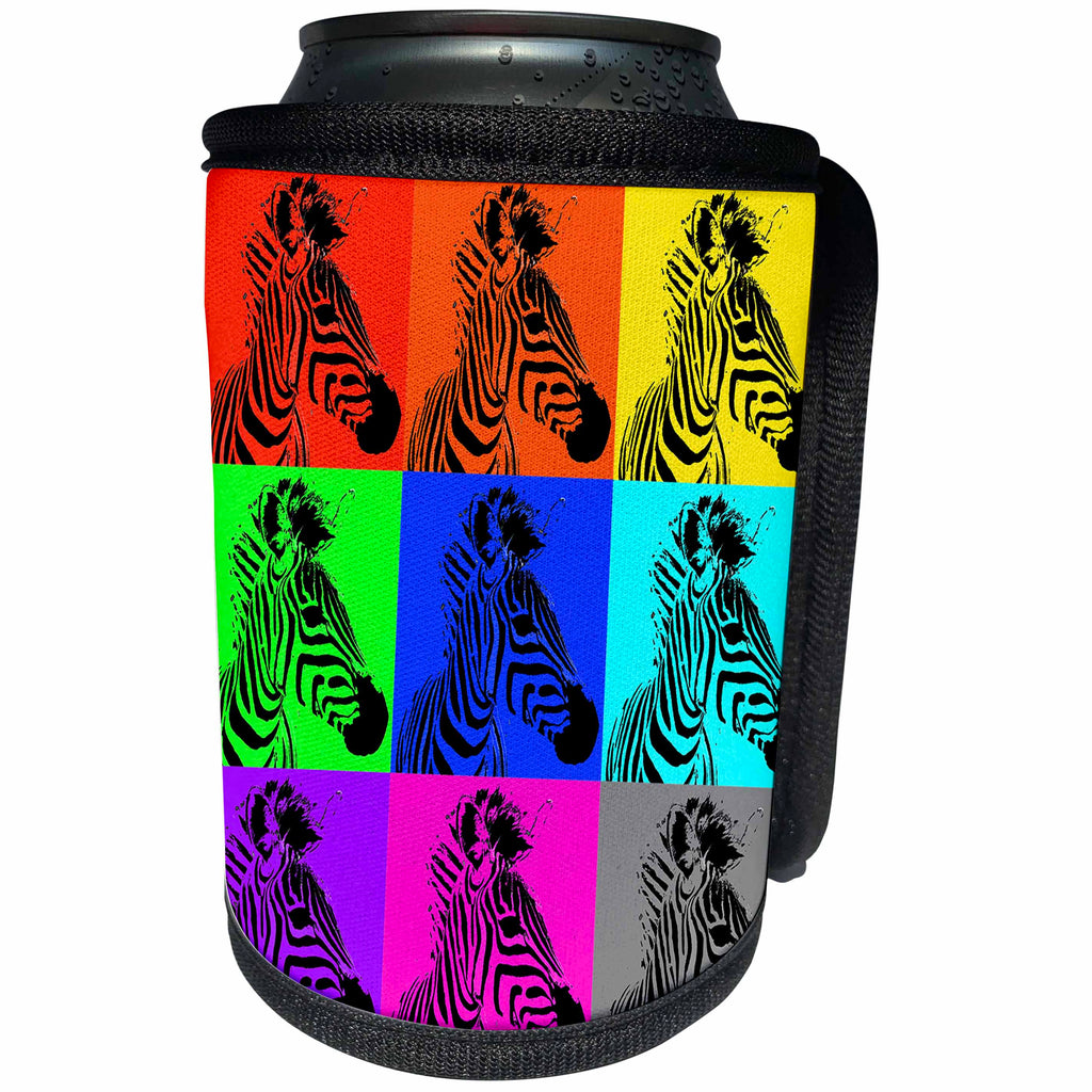 3dRose Stamp City - animals - Photograph of a zebra changed into many different colors. - Can Cooler Bottle Wrap (cc_295312)