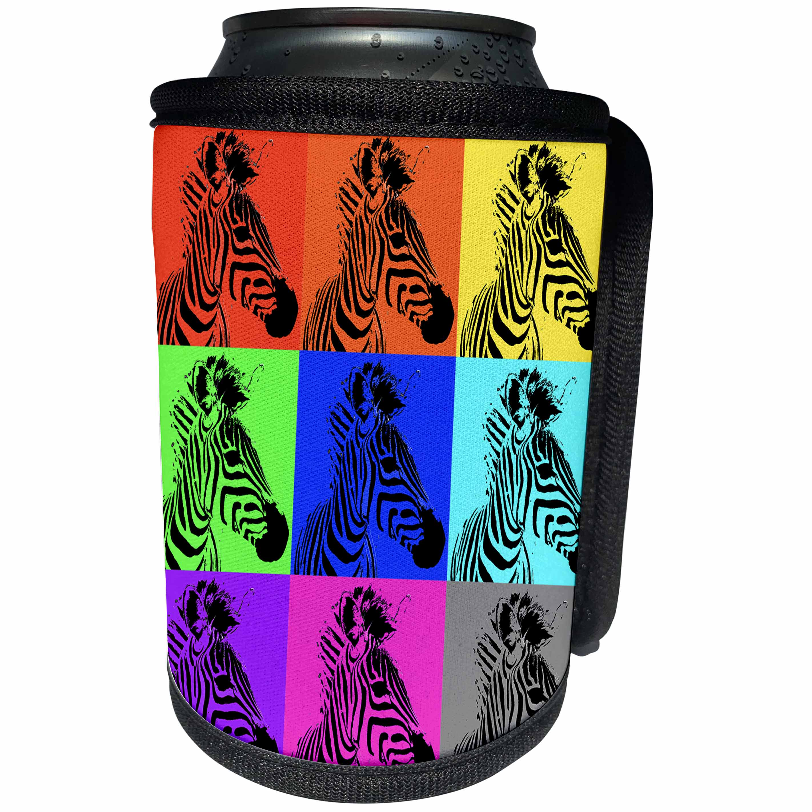 3dRose Stamp City - animals - Photograph of a zebra changed into many different colors. - Can Cooler Bottle Wrap (cc_295312)