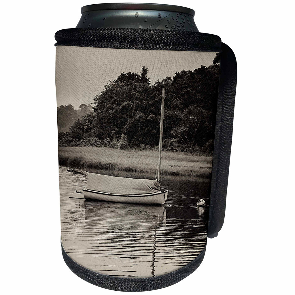3dRose Roni Chastain Photography - Sailboat and reflection - Can Cooler Bottle Wrap (cc_295324)