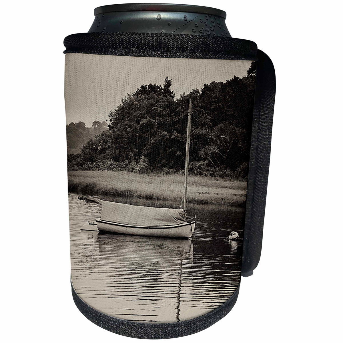 3dRose Roni Chastain Photography - Sailboat and reflection - Can Cooler Bottle Wrap (cc_295324)