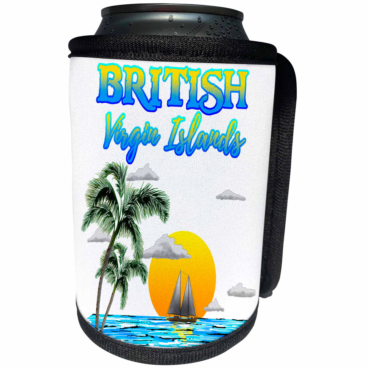 3dRose MacDonald Creative Studios – Beach - Nautical sailing beach design for the British Virgin Islands. - Can Cooler Bottle Wrap (cc_295348)