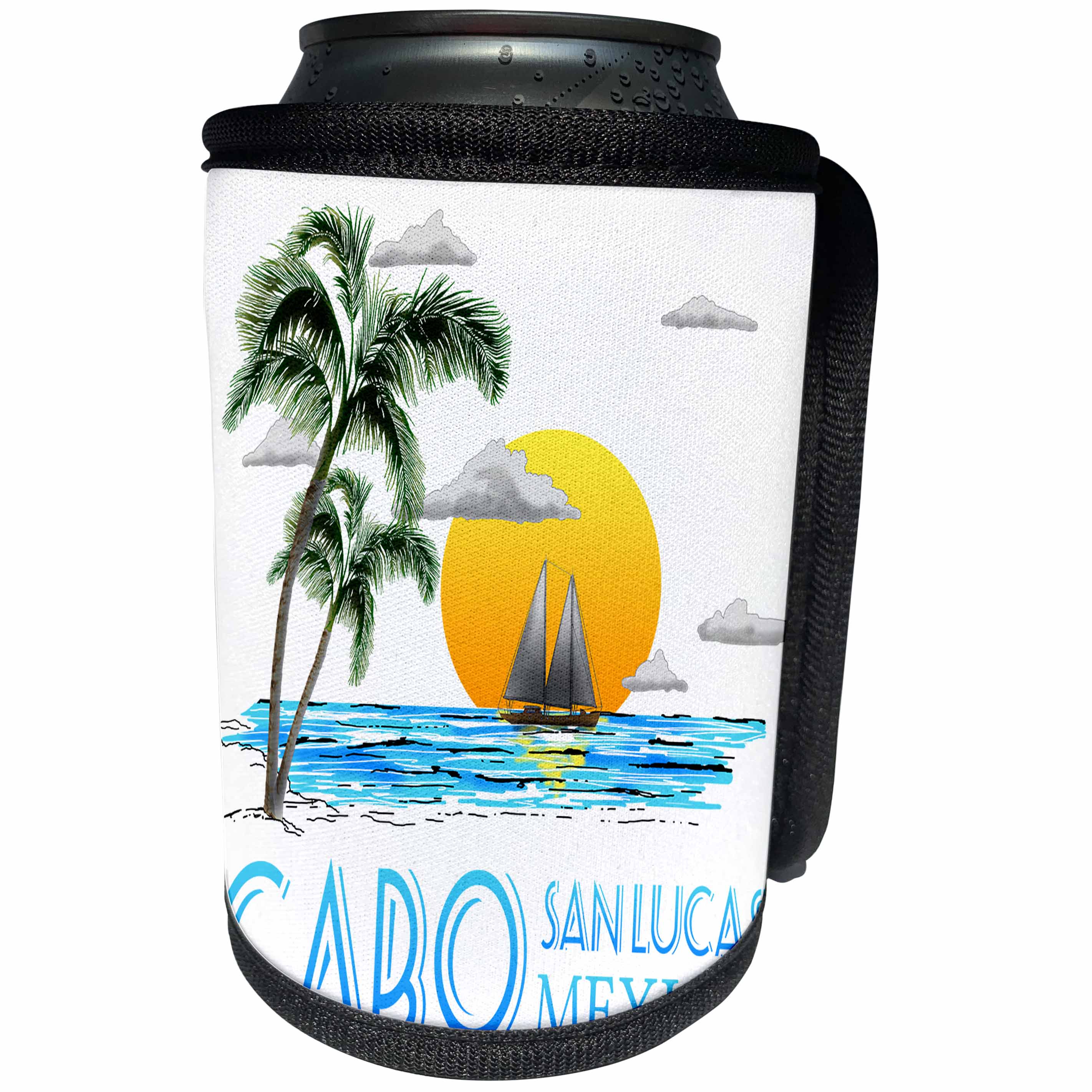 3dRose Nautical sailing beach design for the Cabo San Lucas,... - Can Cooler Bottle Wrap (cc_295349)