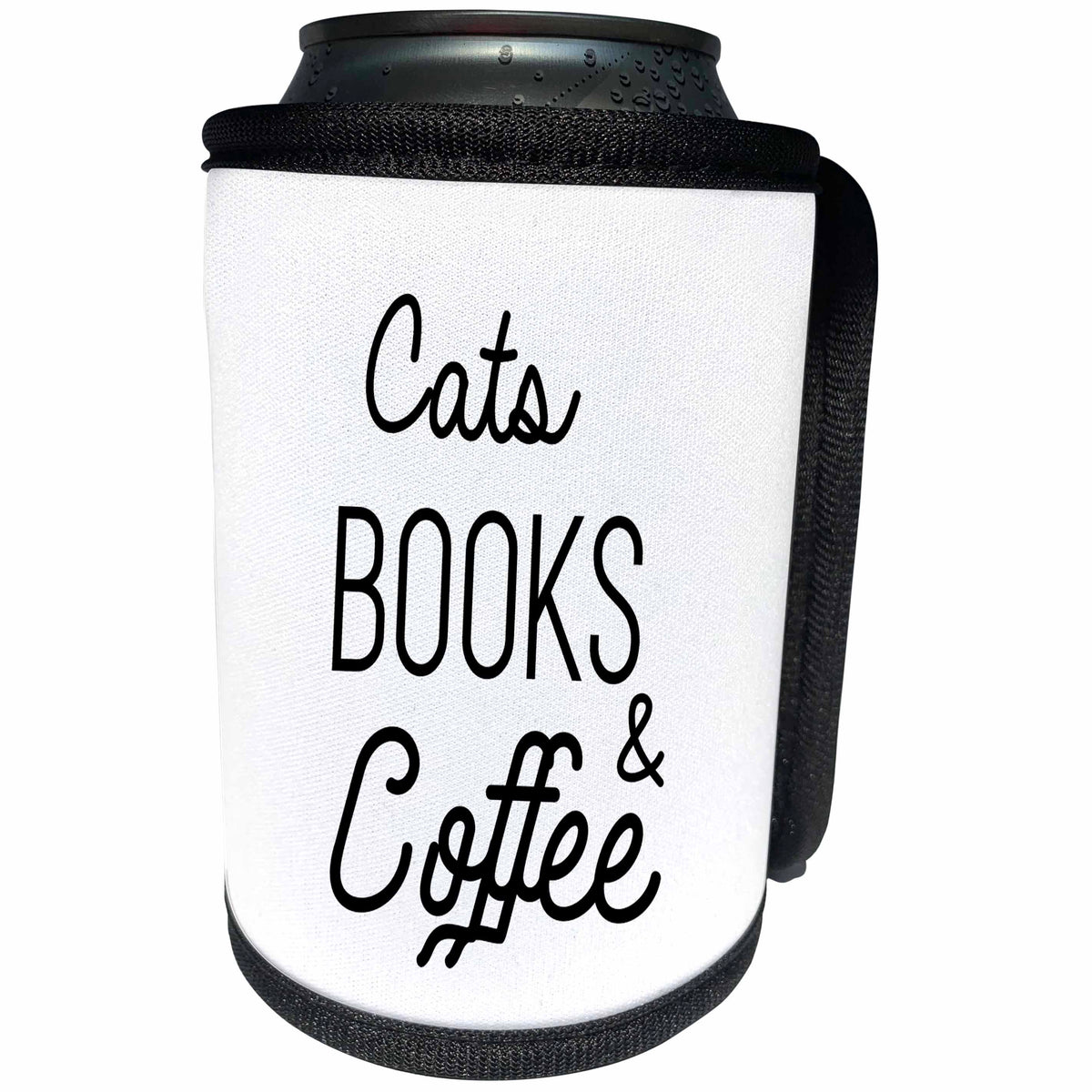 3dRose Tory Anne Collections Quotes - Cats Books And Coffee - Can Cooler Bottle Wrap (cc_295763)