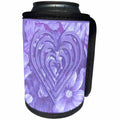 3dRose Beverly Turner Heart Design - Purple Heart on Flowers - Can Cooler Bottle Wrap (cc_29583)