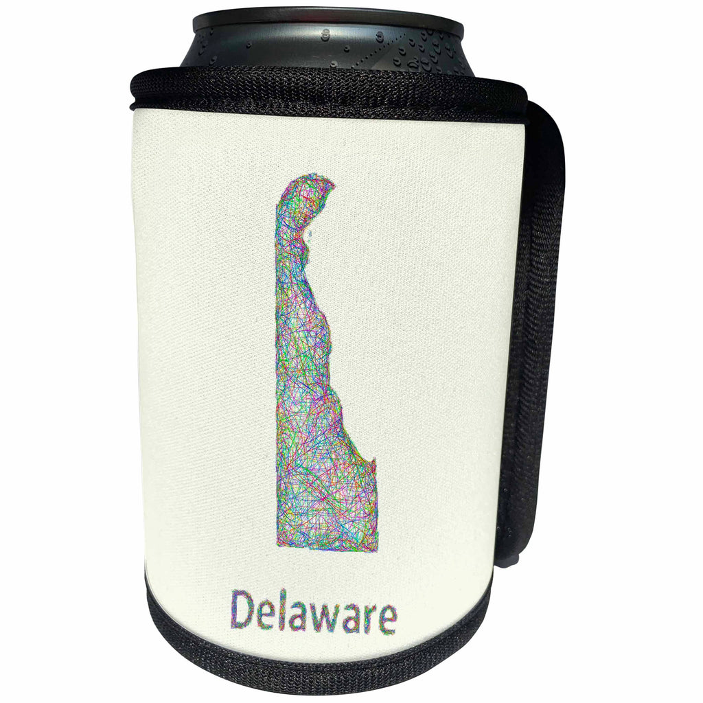 3dRose David Zydd - Map Designs - Delaware State Map - colorful line art graphic design - Can Cooler Bottle Wrap (cc_296054)