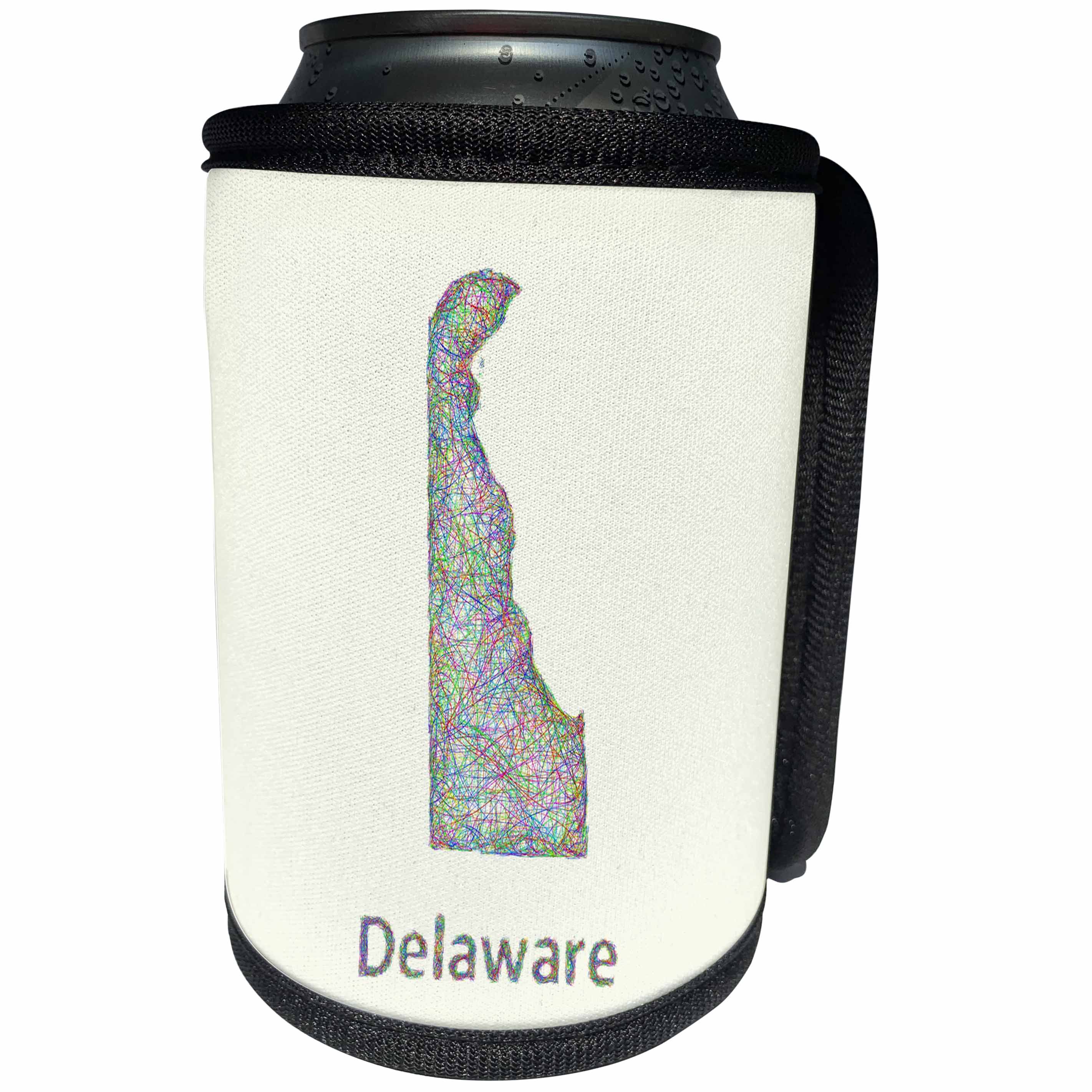 3dRose David Zydd - Map Designs - Delaware State Map - colorful line art graphic design - Can Cooler Bottle Wrap (cc_296054)