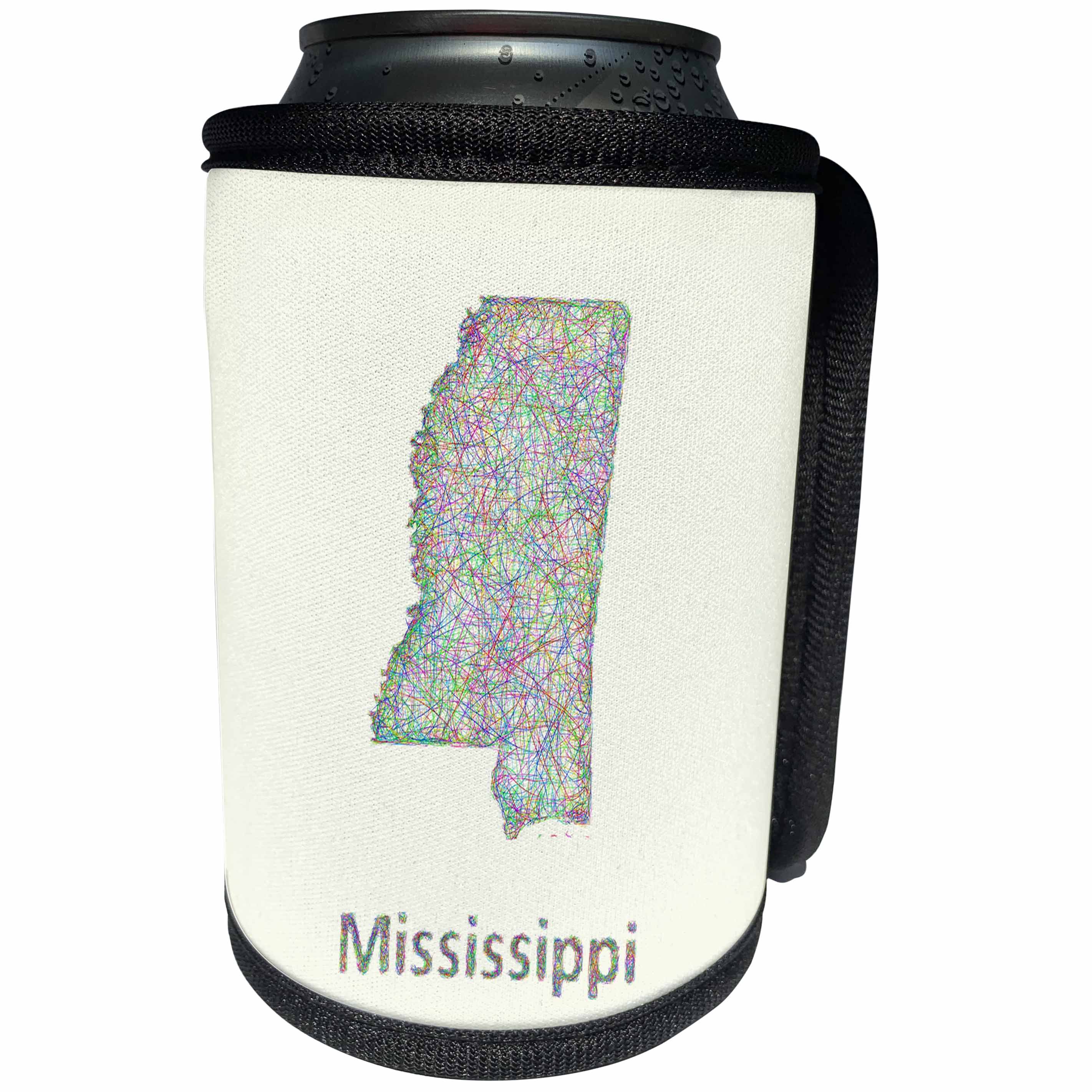 3dRose David Zydd - Map Designs - Mississippi State Map - colorful line art graphic design - Can Cooler Bottle Wrap (cc_296071)
