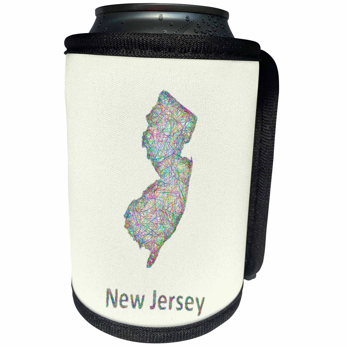 3dRose David Zydd - Map Designs - New Jersey State Map - colorful line art graphic design - Can Cooler Bottle Wrap (cc_296077)