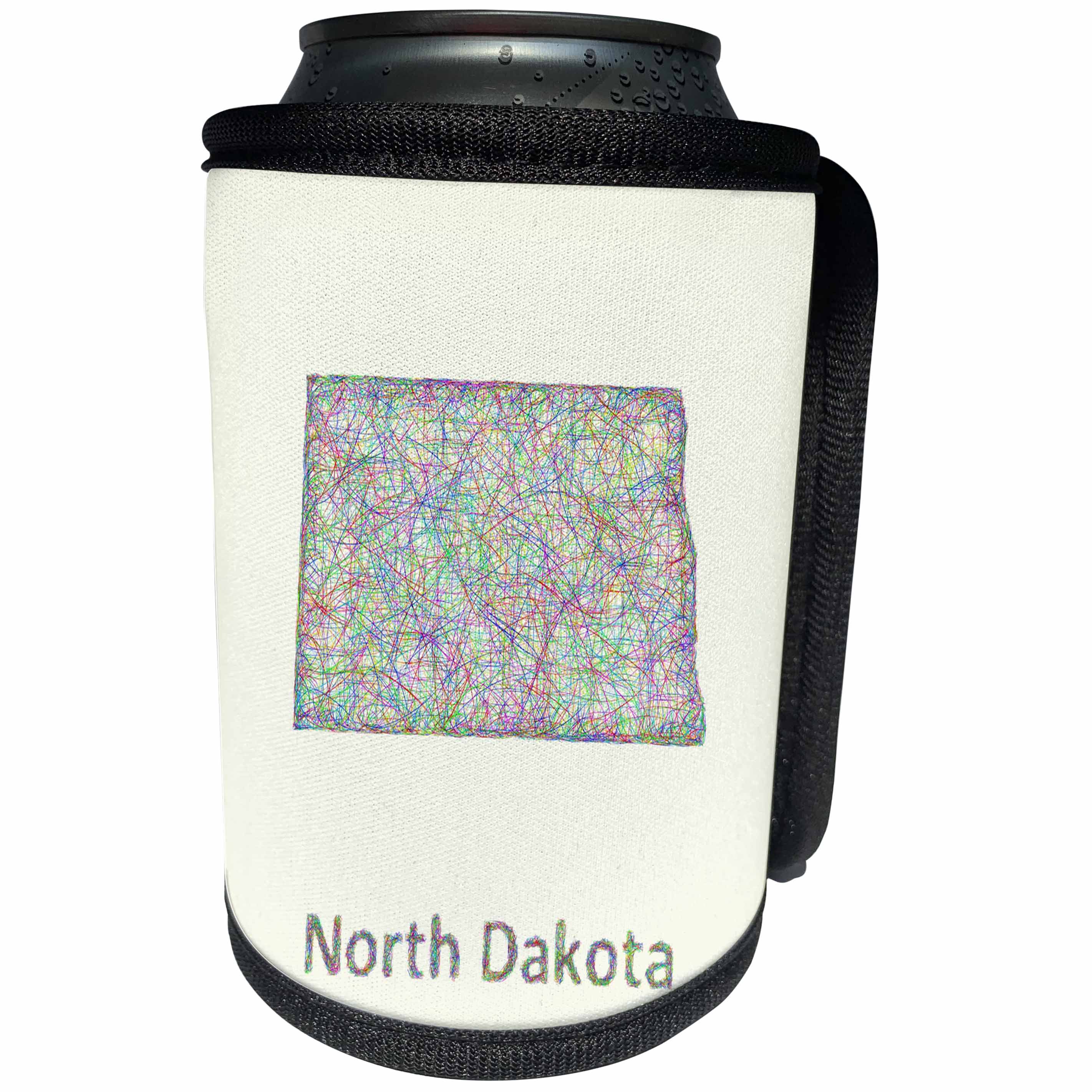 3dRose David Zydd - Map Designs - North Dakota State Map - colorful line art graphic design - Can Cooler Bottle Wrap (cc_296081)