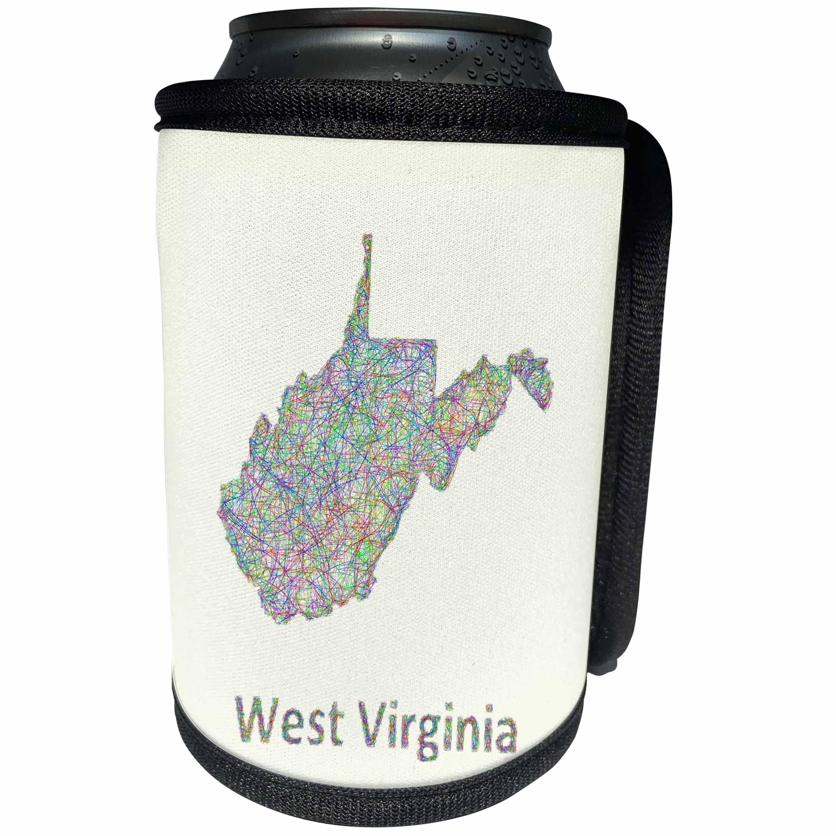 3dRose David Zydd - Map Designs - West Virginia State Map - colorful line art graphic design - Can Cooler Bottle Wrap (cc_296095)