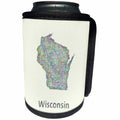 3dRose David Zydd - Map Designs - Wisconsin State Map - colorful line art graphic design - Can Cooler Bottle Wrap (cc_296096)