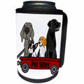3dRose All Smiles Art - Animals - Pet sitter Weimaraner, black lab, Boston terrier, Beagle Dogs in wagon - Can Cooler Bottle Wrap (cc_296565)