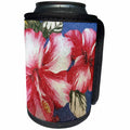3dRose Image of Painted Red Hibiscus On Blue Background - Can Cooler Bottle Wrap (cc-362901)