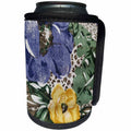 3dRose Image of Blue Yellow And Touches Of Brown Floral... - Can Cooler Bottle Wrap (cc-362906)