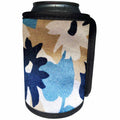 3dRose Image of Watercolor Of Navy Blue And White Floral With... - Can Cooler Bottle Wrap (cc-362910)