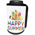 3dRose Happy Summer colorful text and a crown of five yummy... - Can Cooler Bottle Wrap (cc-363980)