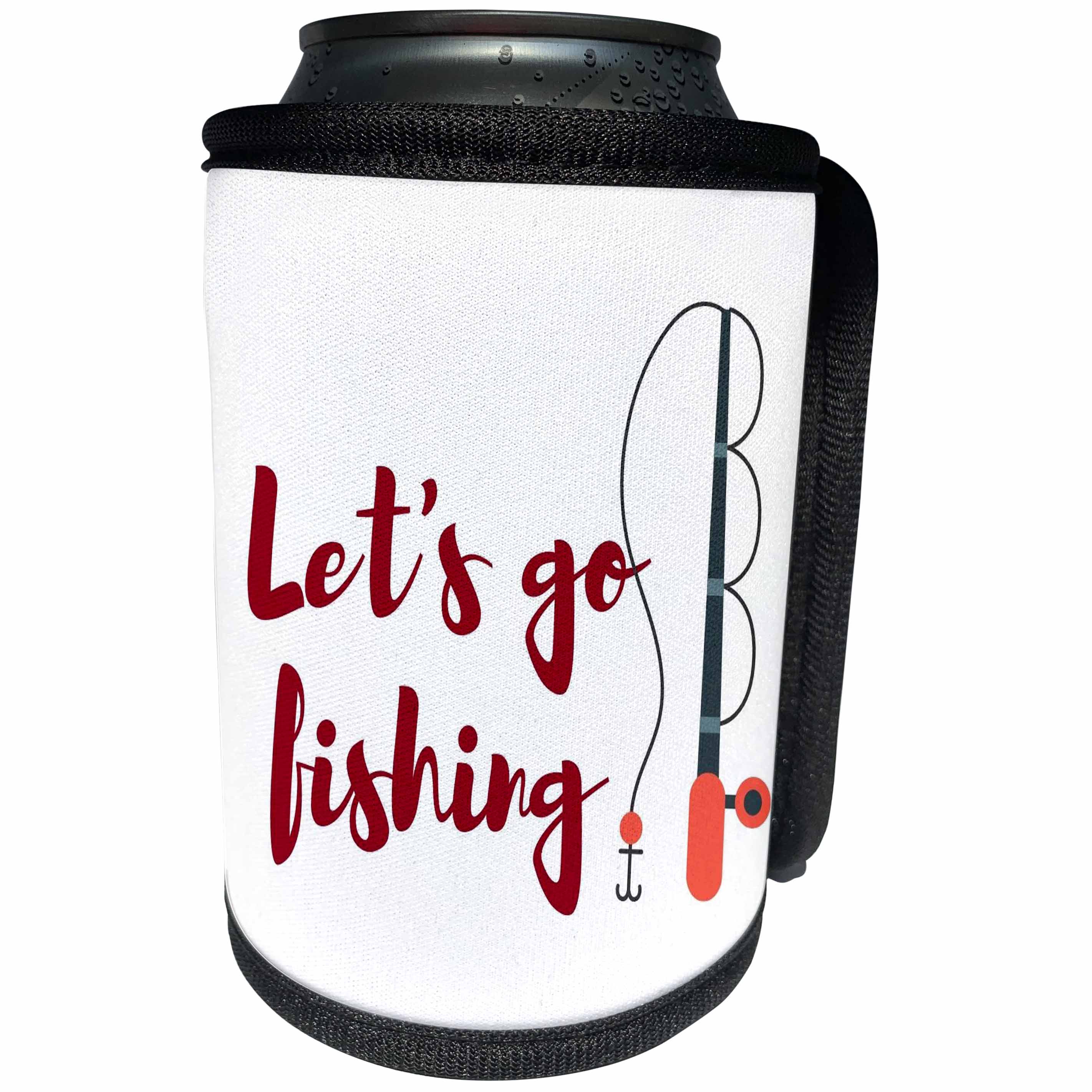 3dRose Lake Life with Text of Lets Go Fishing - Can Cooler Bottle Wrap (cc-363994)