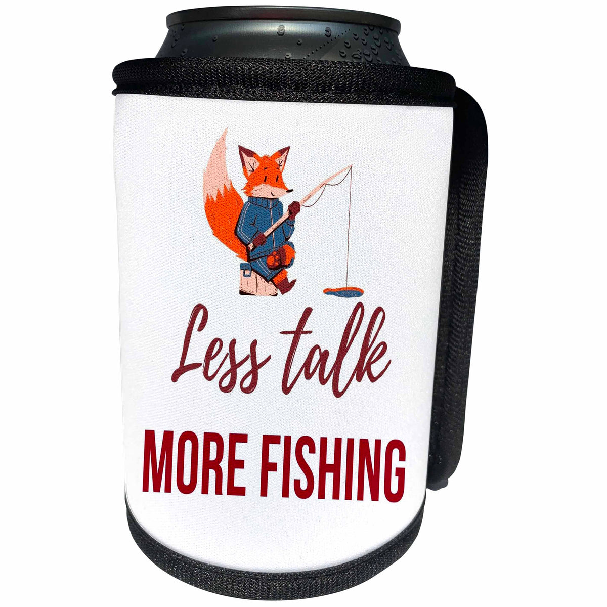 3dRose Lake Life with Text of Less Talk More Fishing - Can Cooler Bottle Wrap (cc-363999)