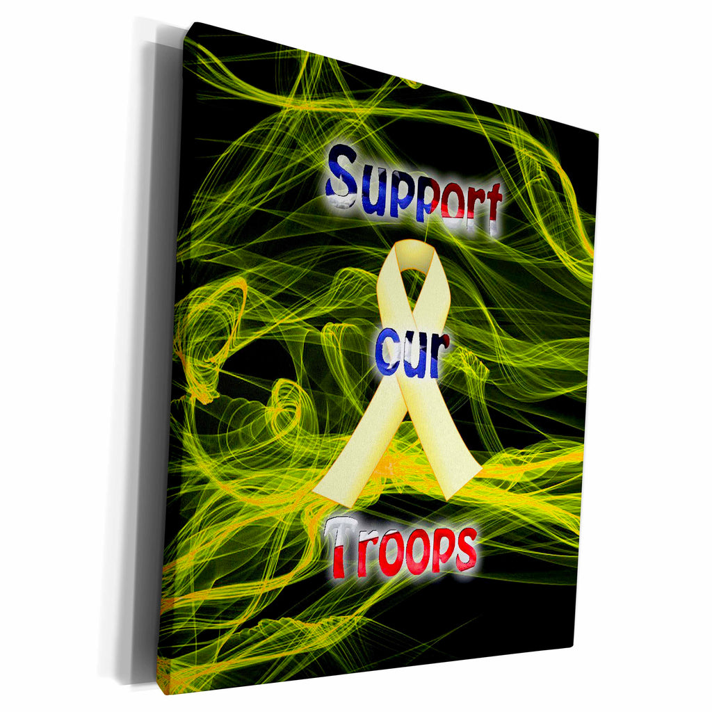 3dRose Support Our Troops Yellow Ribbon - Museum Grade Canvas Wrap (cw_214688)