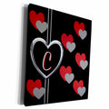 3dRose Modern Geometric Black Red Grey Hearts Pattern... - Museum Grade Canvas Wrap (cw_215194)