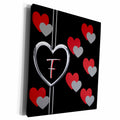 3dRose Modern Geometric Black Red Grey Hearts Pattern... - Museum Grade Canvas Wrap (cw_215197)