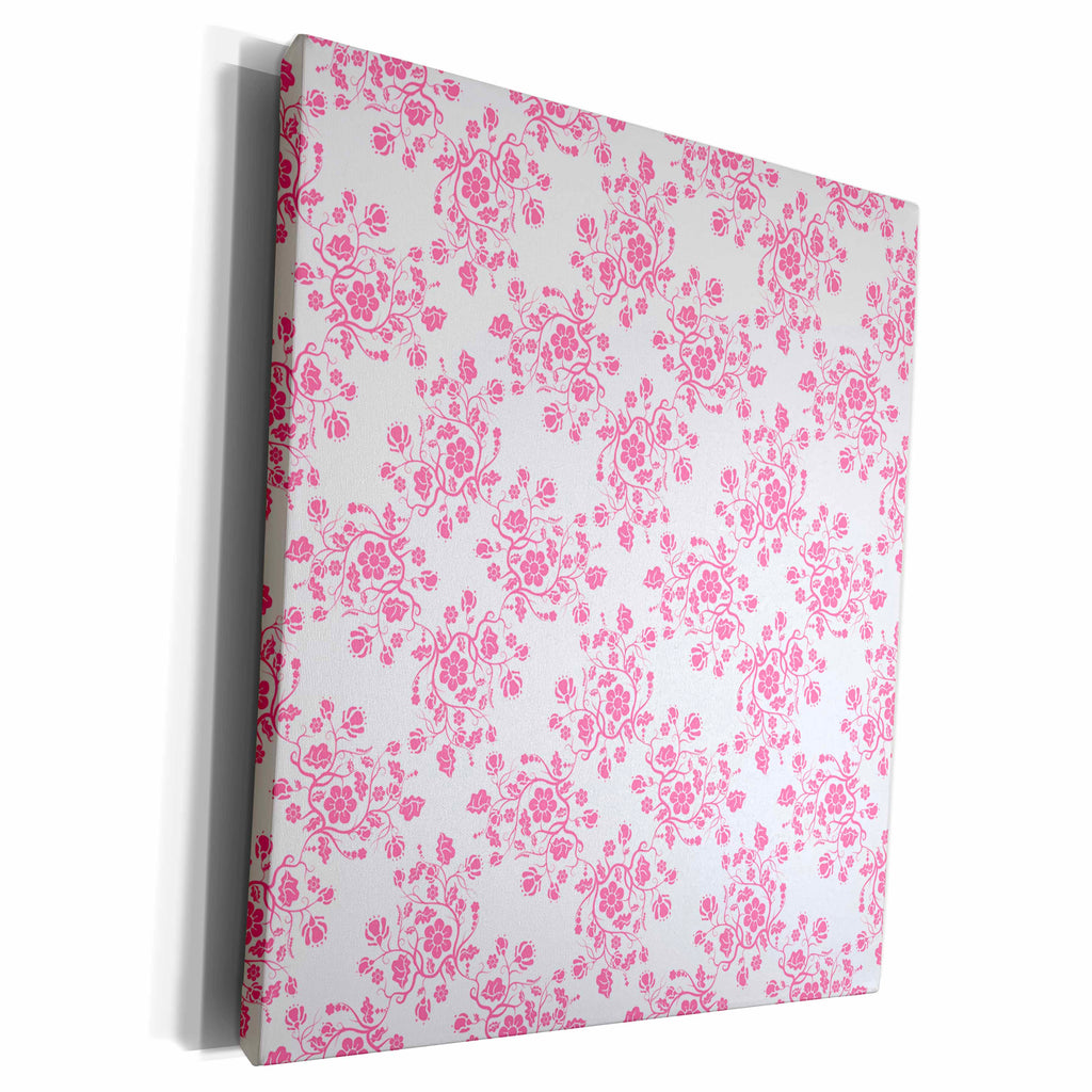 3dRose Pretty Pink and Cream Vintage Flower Vines Pattern - Museum Grade Canvas Wrap (cw_215660)